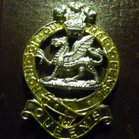 Crest affixed to shoulder strap of frog (Banner pole carrier) The Queen's Regiment