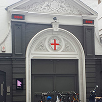 Original facade to the old Regimental HQ, 57a Farringdon Road, London