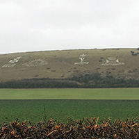 Regimental Crest on the chalk hills of Fovant