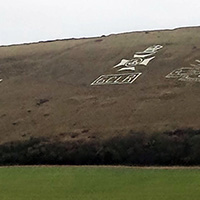 Regimental Crest on the chalk hills of Fovant